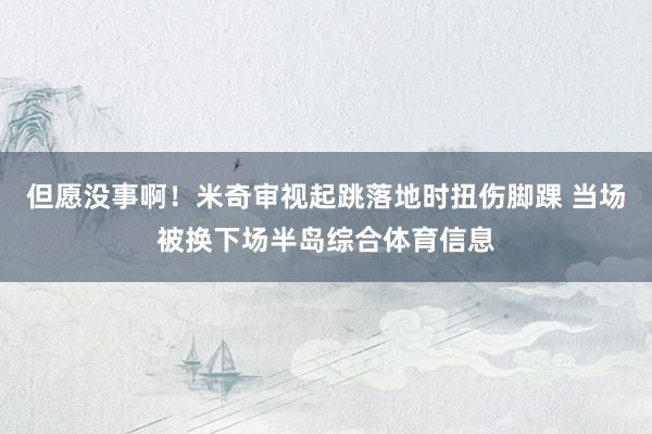 但愿没事啊！米奇审视起跳落地时扭伤脚踝 当场被换下场半岛综合体育信息