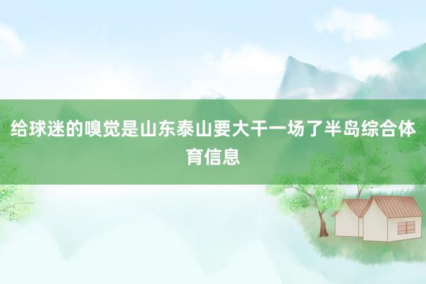 给球迷的嗅觉是山东泰山要大干一场了半岛综合体育信息