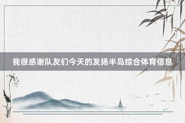 我很感谢队友们今天的发扬半岛综合体育信息