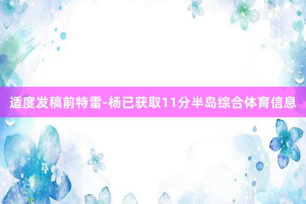 适度发稿前特雷-杨已获取11分半岛综合体育信息