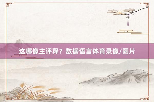 这哪像主评释？数据语言体育录像/图片