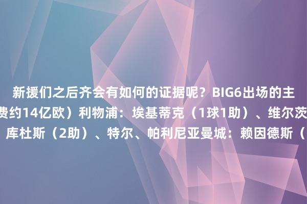 新援们之后齐会有如何的证据呢？BIG6出场的主要引援一览：（总转会费约14亿欧）利物浦：埃基蒂克（1球1助）、维尔茨、弗林蓬、科尔克热刺：库杜斯（2助）、特尔、帕利尼亚曼城：赖因德斯（1球1助）、谢尔基（1球）、努里、特拉福德（零封）切尔西：若昂-佩德罗、德拉普、埃斯特旺、吉滕斯、桑托斯阿森纳：约克雷斯、马杜埃凯、祖比门迪曼联：库尼亚、姆贝莫、塞斯科    体育录像/图片