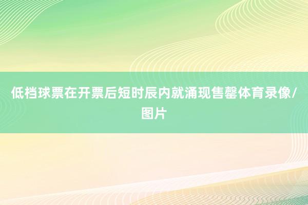 低档球票在开票后短时辰内就涌现售罄体育录像/图片
