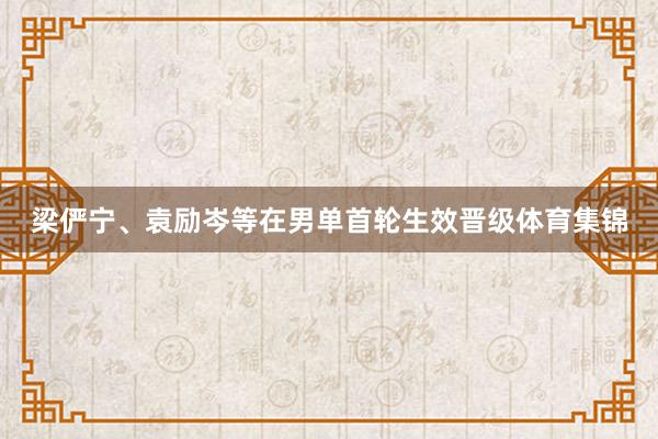 梁俨宁、袁励岑等在男单首轮生效晋级体育集锦