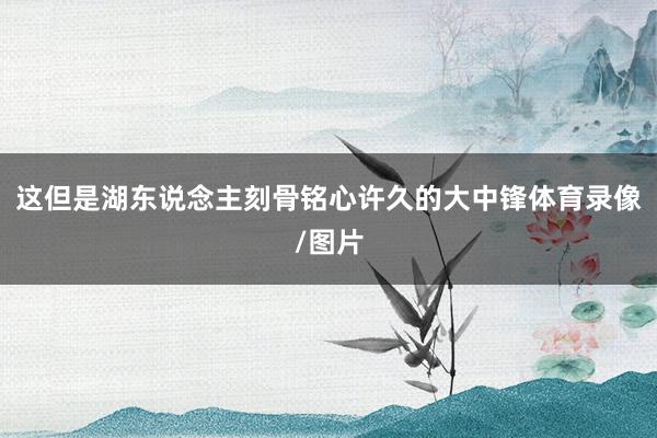 这但是湖东说念主刻骨铭心许久的大中锋体育录像/图片