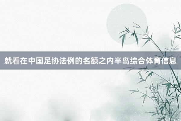 就看在中国足协法例的名额之内半岛综合体育信息