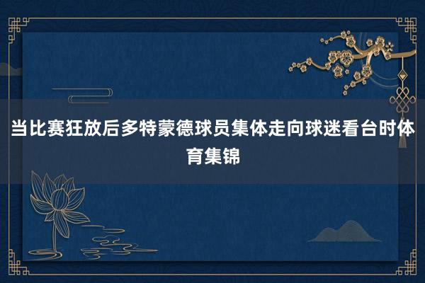 当比赛狂放后多特蒙德球员集体走向球迷看台时体育集锦