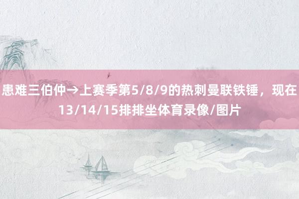 患难三伯仲→上赛季第5/8/9的热刺曼联铁锤，现在13/14/15排排坐体育录像/图片
