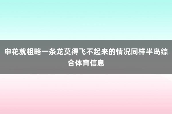 申花就粗略一条龙莫得飞不起来的情况同样半岛综合体育信息